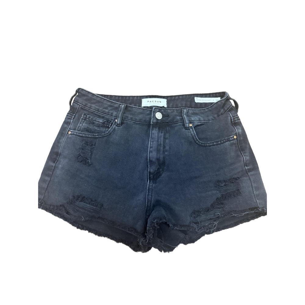 PACSUN Denim Shorts Womens Size 28 Black High Rise‎ Distressed Festival